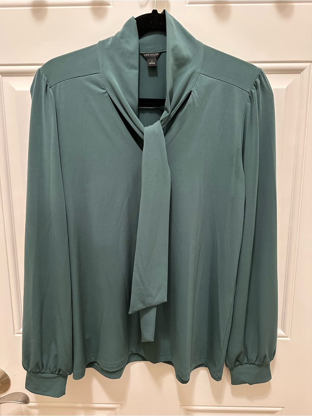 Ann Taylor Teal Tie-Neck Blouse